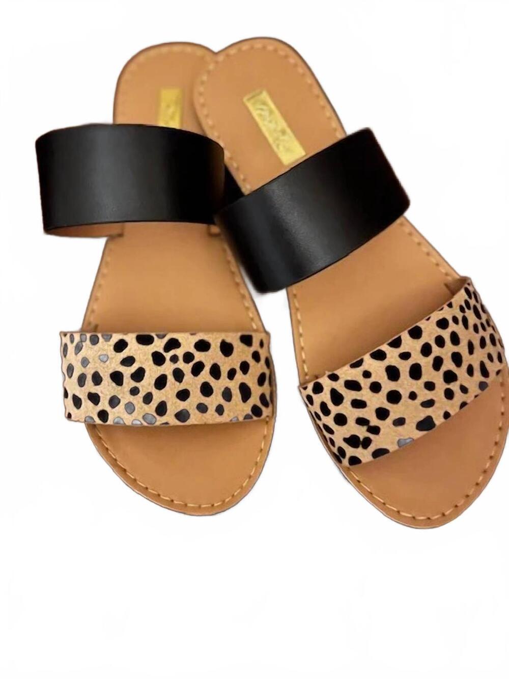 NEW QUPID women's leopard lady slides in multi